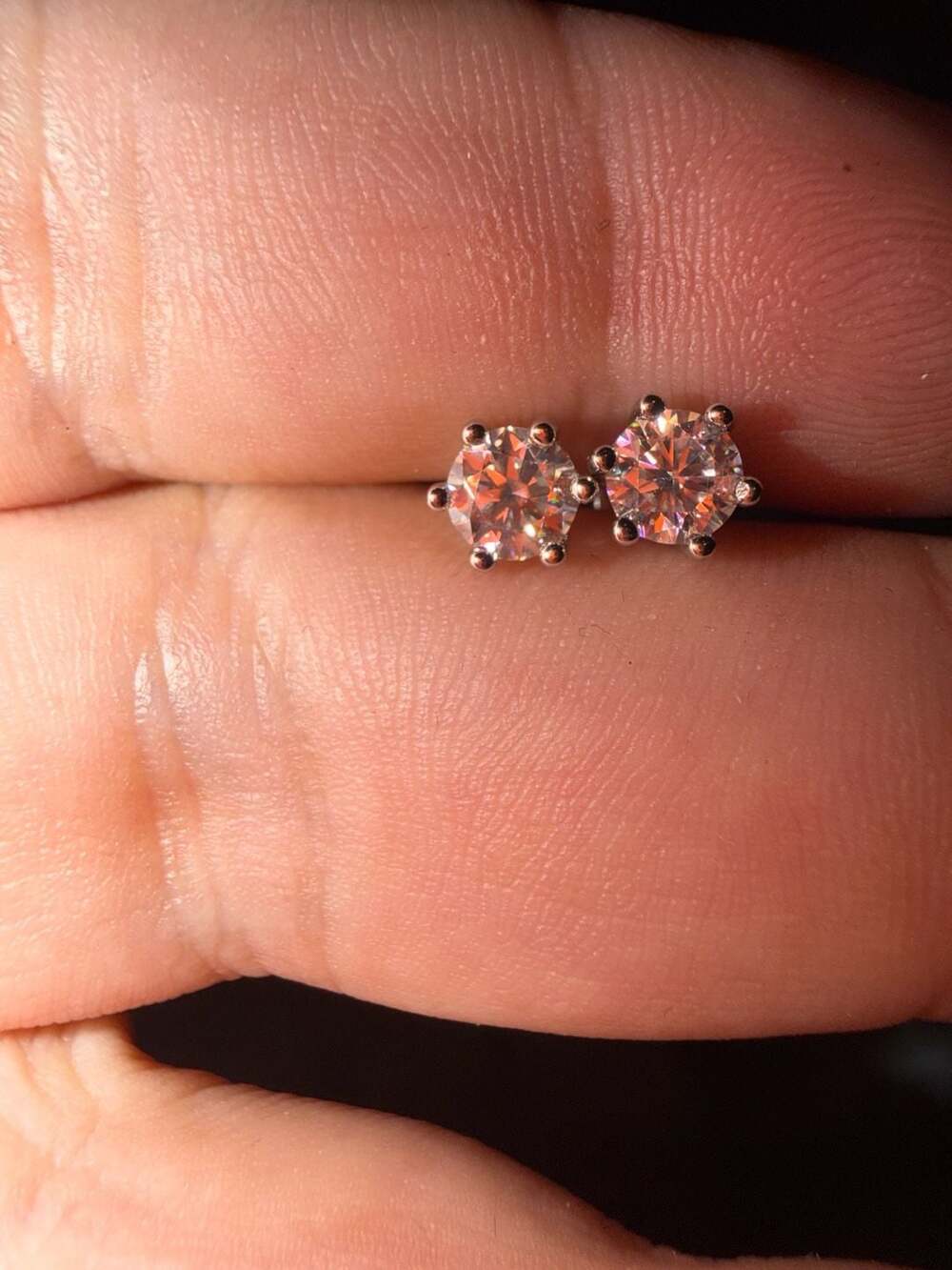 Six-Prong Solitaire Round Cut Stud Earrings moissanite